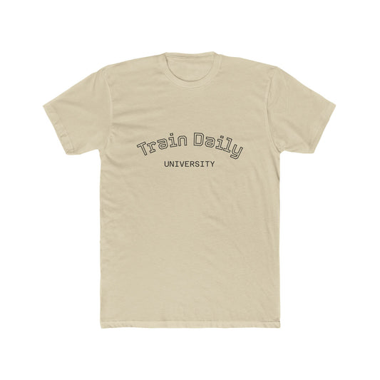 Unisex Cotton Crew Tee - Train Daily University Fitness T-Shirt, Workout Apparel, Motivational Gift, Gym Wear, Casual Style