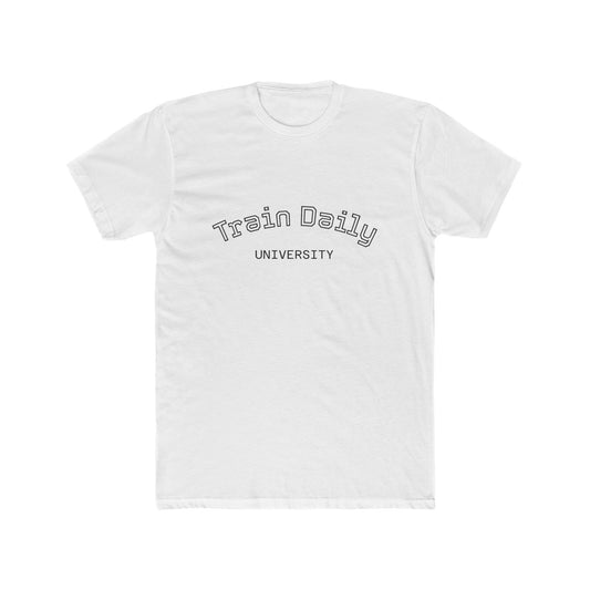 Unisex Cotton Crew Tee - Train Daily University Fitness T-Shirt, Workout Apparel, Motivational Gift, Gym Wear, Casual Style